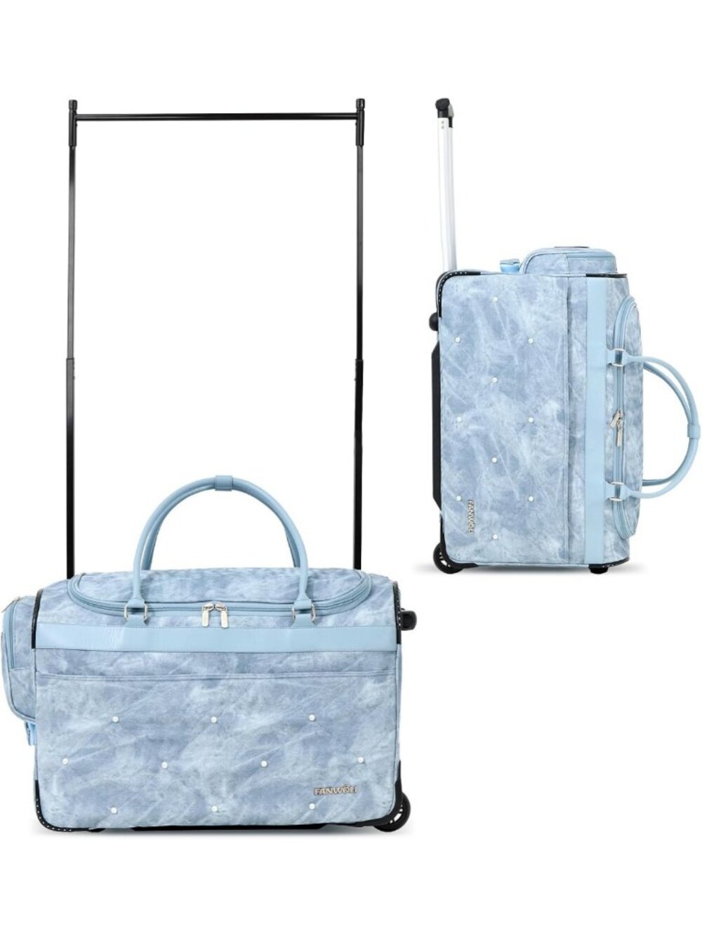 Stylish 23" Denim Dance Bag with Garment Rack | Competition Duffel for Dancers